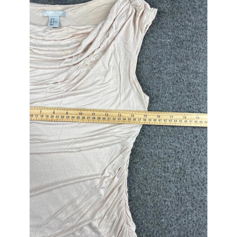 H&M Women's Beige Ruched‎ Cap Sleeve Top Size Medium - Picture 4 of 5